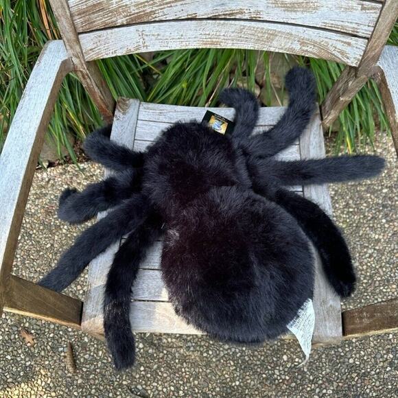 Cynthia Rowley Spider Shaped Black Pillow Halloween Faux Fur Decor 9"X 17" Plush - Picture 5 of 16